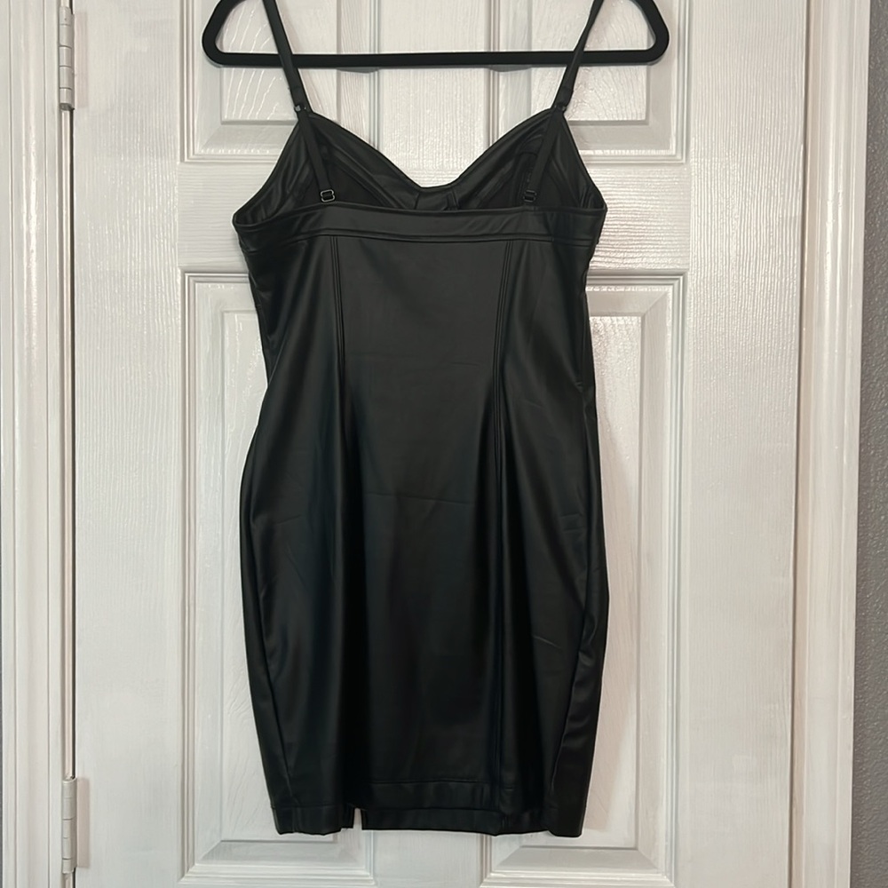 Free People Intimately Black Faux Leather Slip Dress SMALL - Picture 3 of 12